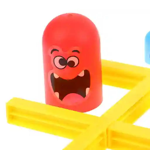 Red toy figure with a surprised expression on a white background