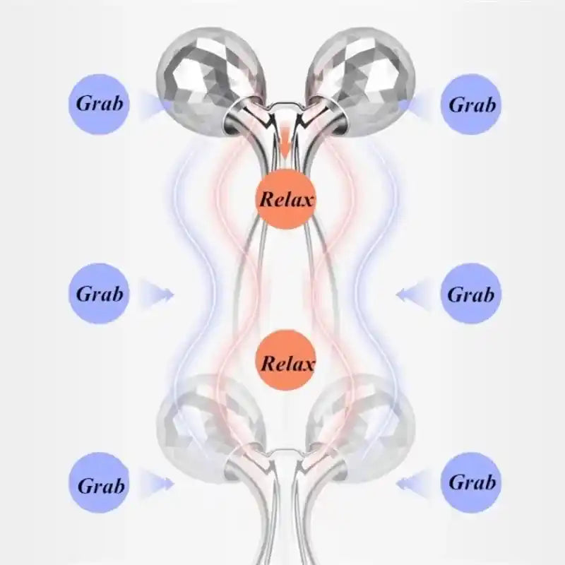 Handheld device with labeled 'Grab' and 'Relax' zones on a white background