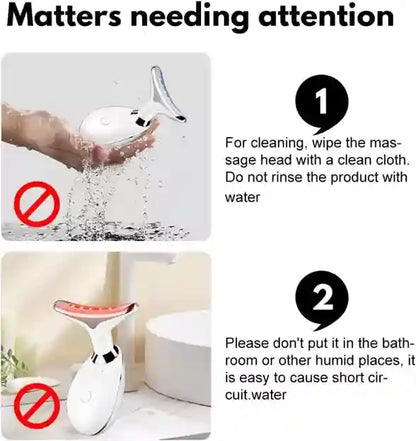 Instructions for cleaning and using a handheld device with images and text.