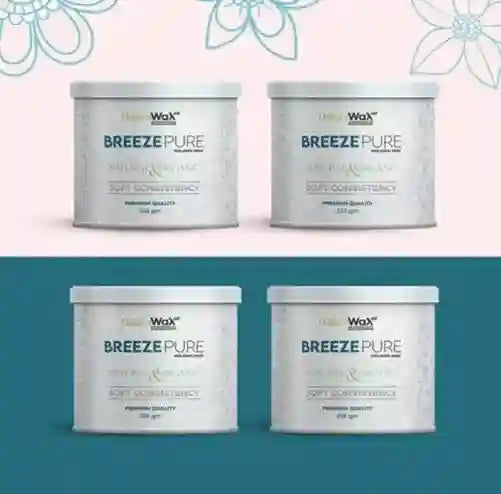 Four containers of Wax Lifer Breeze Pure on a gradient background