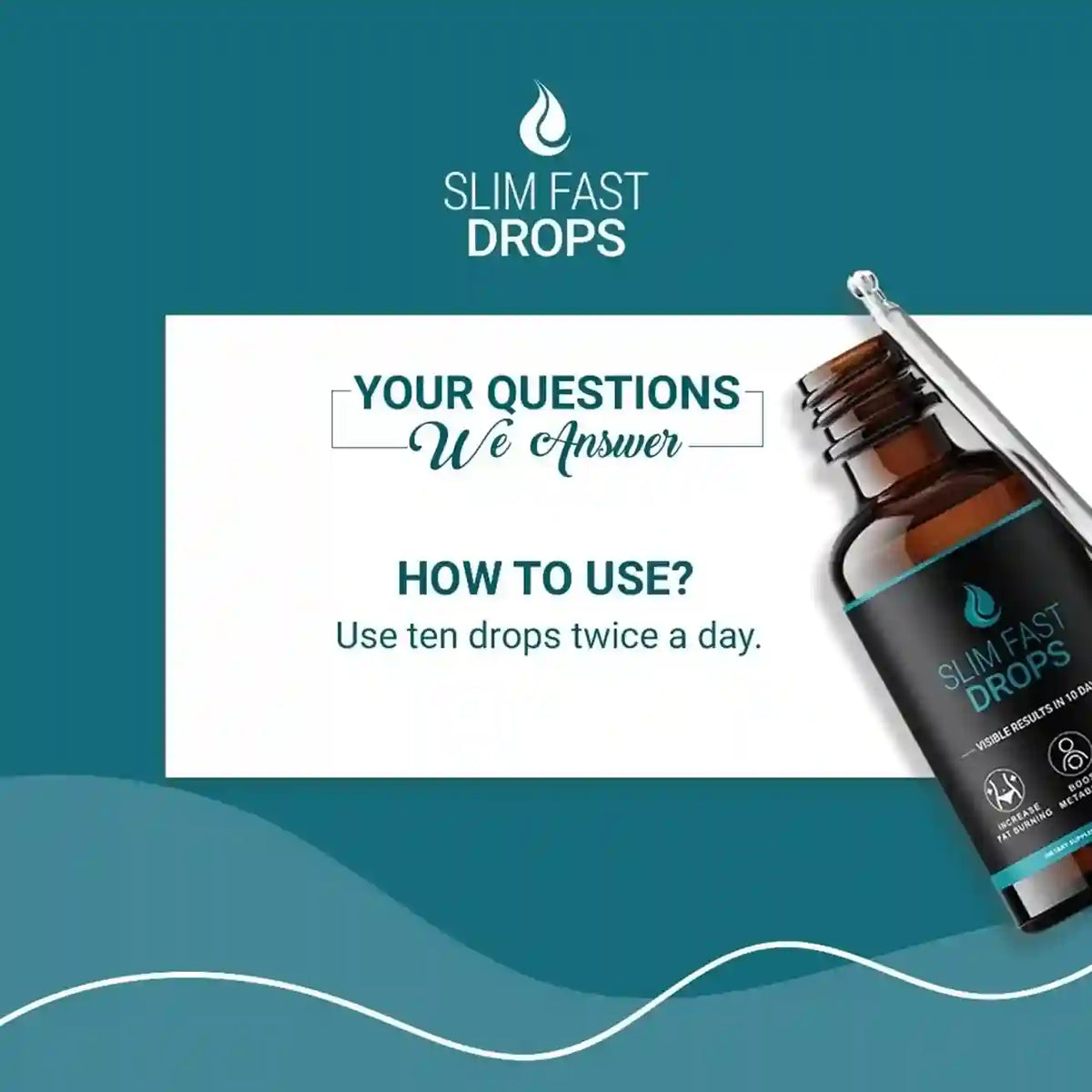 Slim Fast Drops bottle with dropper on a blue background