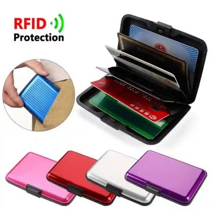RFID protection card holder with various colors on a white background