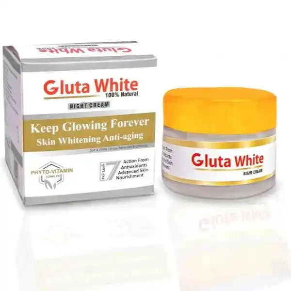 Gluta White night cream jar and packaging on a white background