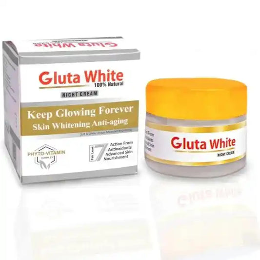 Gluta White night cream jar and packaging on a white background