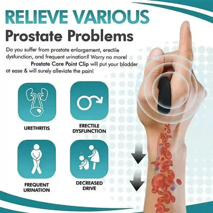Advertisement for a prostate care product with text and illustrations on a white background
