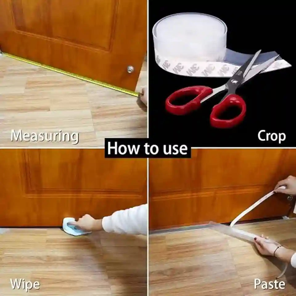 Step-by-step guide on how to use a product, including measuring, cutting, and applying it.