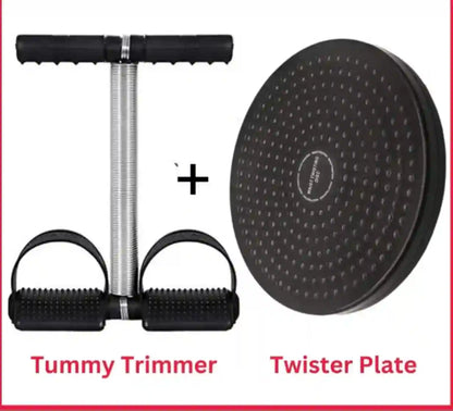 Tummy trimmer and twister plate on a white background
