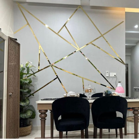 Acrylic Mirror Wall Stickers Golden Wall Strips Acrylic Mirror Wall Decor 16 Ft Size