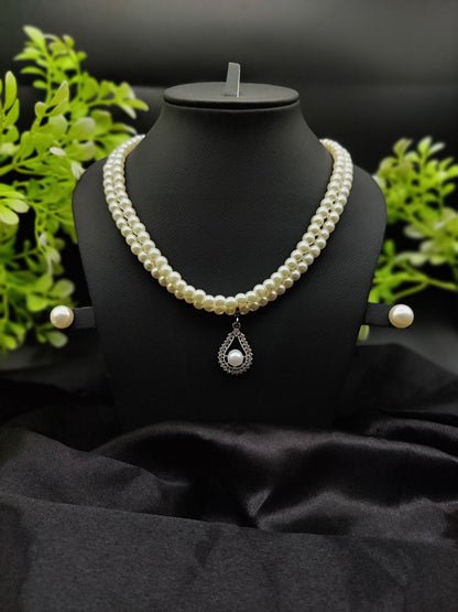 Timeless Pearl Necklace Set with Drop Earrings – Fashion Jewelry for Women