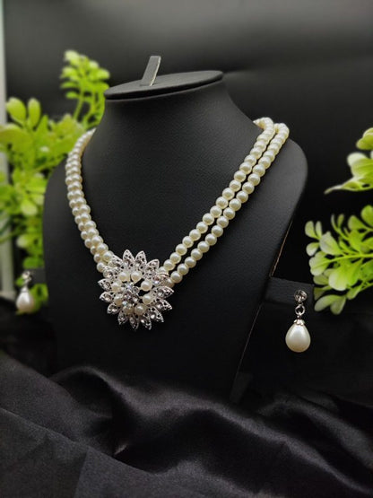 Timeless Pearl Necklace Set with Drop Earrings – Fashion Jewelry for Women
