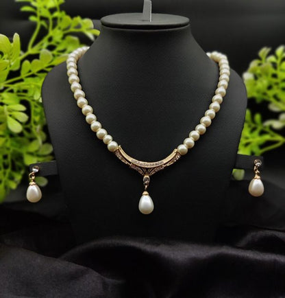 Timeless Pearl Necklace Set with Drop Earrings – Fashion Jewelry for Women