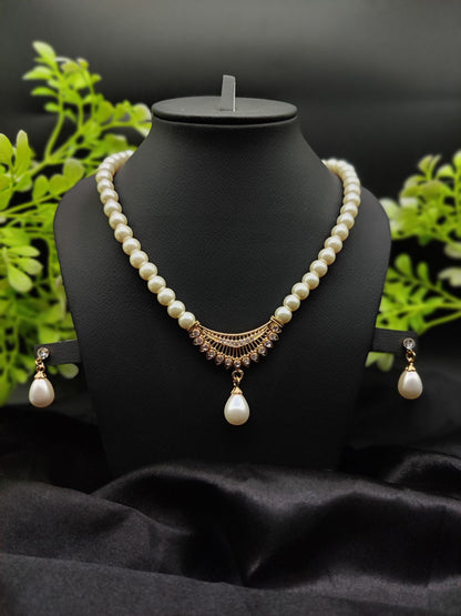 Timeless Pearl Necklace Set with Drop Earrings – Fashion Jewelry for Women