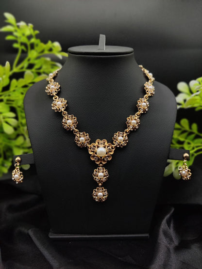 Timeless Pearl Necklace Set with Drop Earrings – Fashion Jewelry for Women