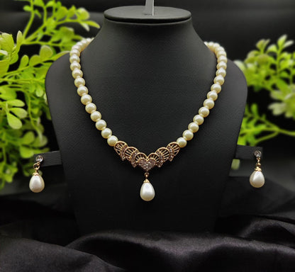 Timeless Pearl Necklace Set with Drop Earrings – Fashion Jewelry for Women