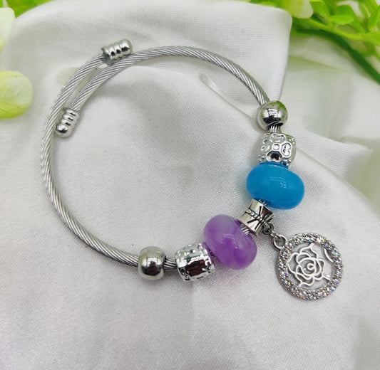 1 Piece Imported Elegant Rose-embellished Pandora Bracelet For Women
