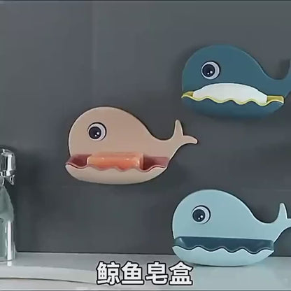 Pair of 2 Whale-Shaped Self-Adhesive Soap Holders – Bathroom & Kitchen